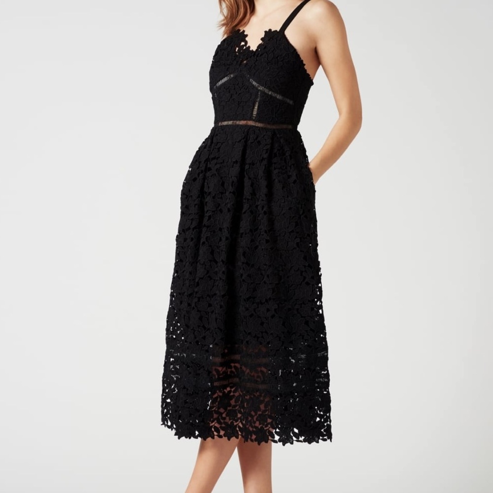 James Lakeland Black Lace Midi Dress
